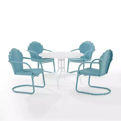 HomeStock Tulip 5Pc Outdoor Metal Dining Set with Dining Table & 4 Chairs