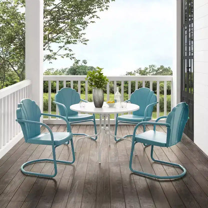 HomeStock Tulip 5Pc Outdoor Metal Dining Set with Dining Table & 4 Chairs