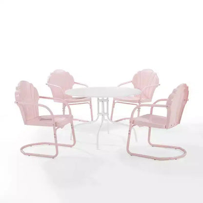 HomeStock Tulip 5Pc Outdoor Metal Dining Set with Dining Table & 4 Chairs