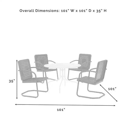 HomeStock Bates – Ensemble repas extérieur 5 pièces en métal avec table à manger et 4 fauteuils