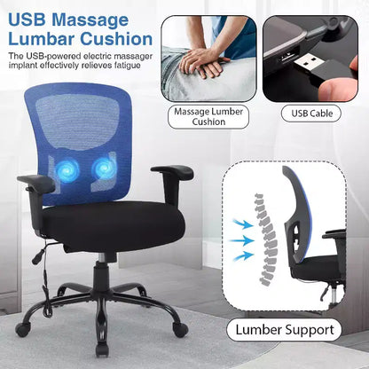 BestMassage Ergonomic Big and Tall Office Chair 400lbs Mesh Desk Chair for Heavy People