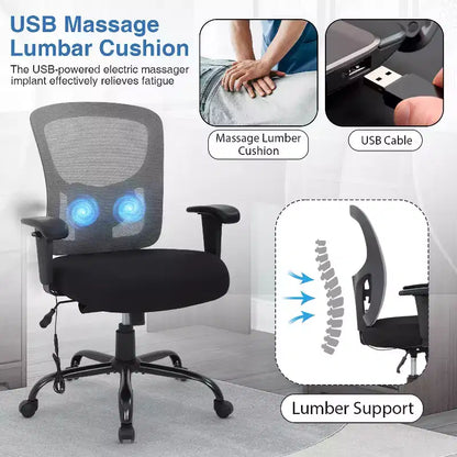 BestMassage Ergonomic Big and Tall Office Chair 400lbs Mesh Desk Chair for Heavy People