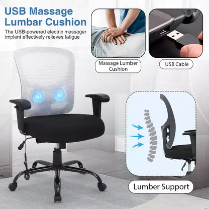 BestMassage Ergonomic Big and Tall Office Chair 400lbs Mesh Desk Chair for Heavy People