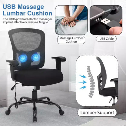 BestMassage Ergonomic Big and Tall Office Chair 400lbs Mesh Desk Chair for Heavy People