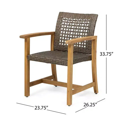 Christopher Knight Home Botsford Outdoor Acacia Wood and Wicker 7 Piece Dining Set, Teak/Mixed Mocha