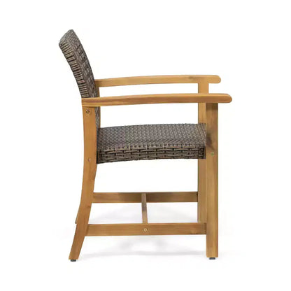Christopher Knight Home Botsford Outdoor Acacia Wood and Wicker 7 Piece Dining Set, Teak/Mixed Mocha