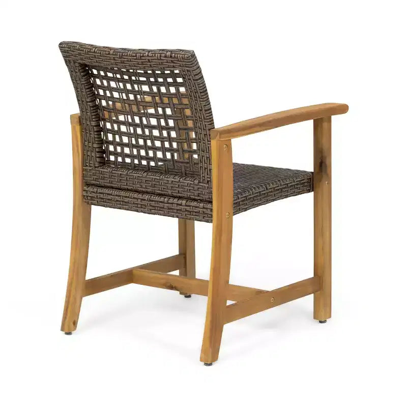 Christopher Knight Home Botsford Outdoor Acacia Wood and Wicker 7 Piece Dining Set, Teak/Mixed Mocha