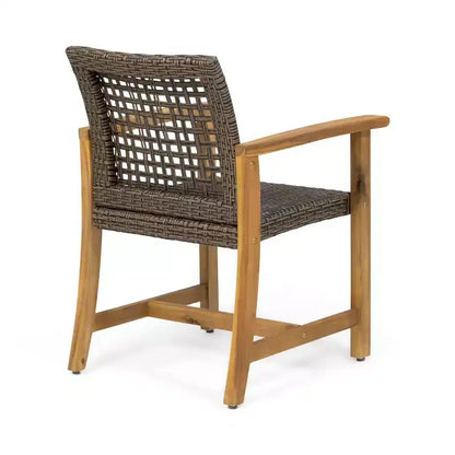 Christopher Knight Home Botsford Outdoor Acacia Wood and Wicker 7 Piece Dining Set, Teak/Mixed Mocha