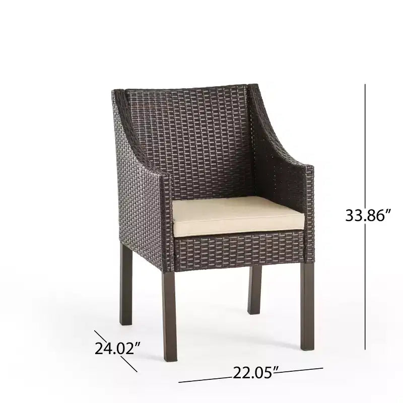 Christopher Knight Home Owen Outdoor Acacia Wood and Wicker 5 Piece Dining Set with Cushion