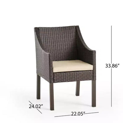Christopher Knight Home Owen Outdoor Acacia Wood and Wicker 5 Piece Dining Set with Cushion