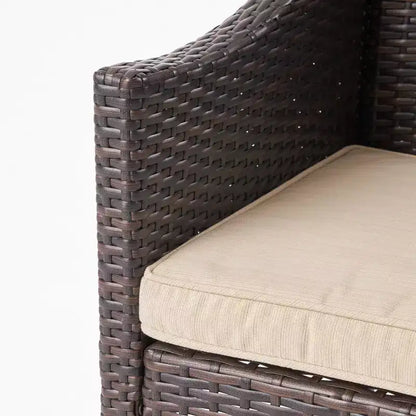 Christopher Knight Home Owen Outdoor Acacia Wood and Wicker 5 Piece Dining Set with Cushion
