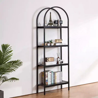 VEVOR Metal Bookshelf, 4-Tier Arched Industrial Bookshelf, Small Rustic Vintage Storage Bookcase with Open Shelves, Freestanding Display Shelving
