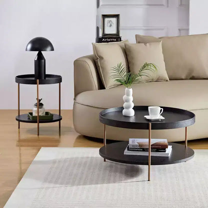 Okak 2 tier Round Nesting Coffee Table Set of 2, Modern End Side Tables for Living Room/Office, Space-Saving Balcony Yard