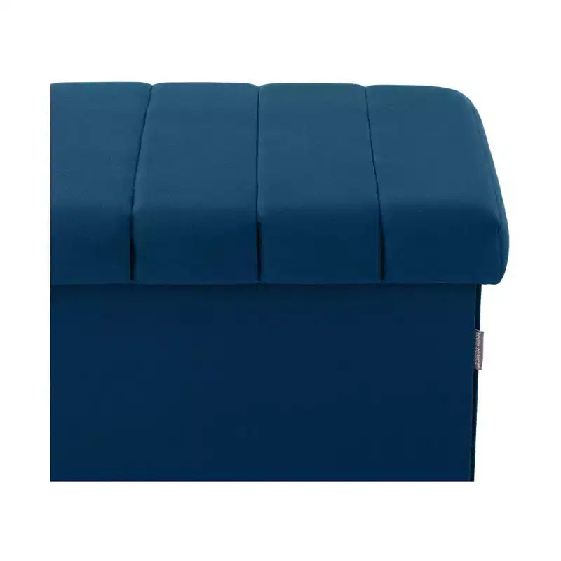 Ottoman de rangement d'appoint en velours bleu Seville Classics