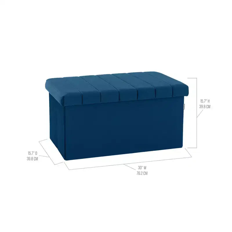 Ottoman de rangement d'appoint en velours bleu Seville Classics
