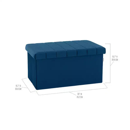 Ottoman de rangement d'appoint en velours bleu Seville Classics