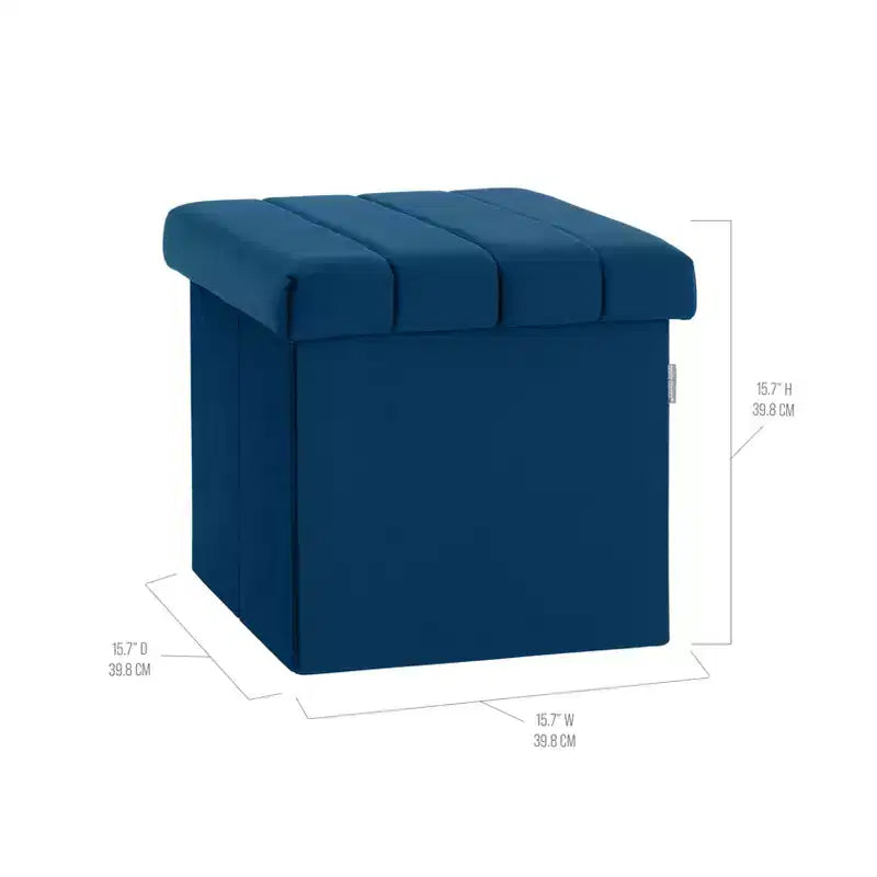 Ottoman de rangement d'appoint en velours bleu Seville Classics