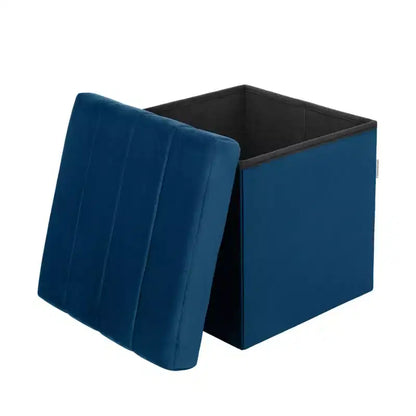Ottoman de rangement d'appoint en velours bleu Seville Classics