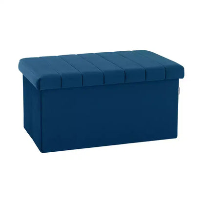 Ottoman de rangement d'appoint en velours bleu Seville Classics