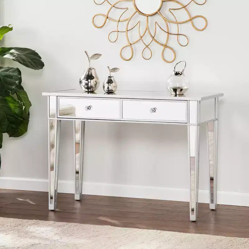 Console à 2 tiroirs Mirage Mirrored - Argent - SEI
