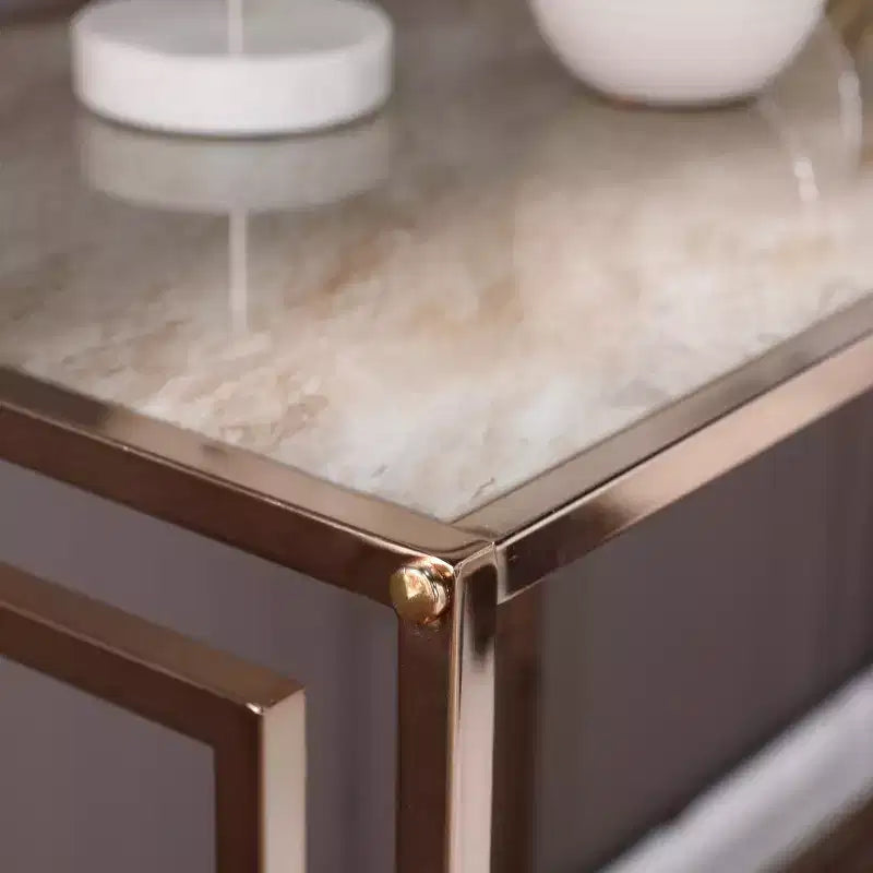 Simondley Faux Marble Console Table - Champagne - SEI