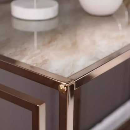 Simondley Faux Marble Console Table - Champagne - SEI