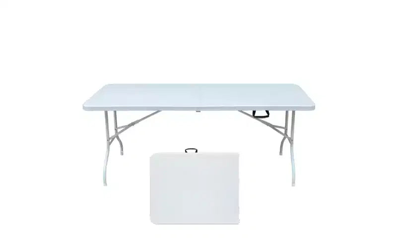 Table pliante 180 cm, table en plastique portable très résistante avec poignée