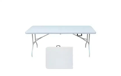 Table pliante 180 cm, table en plastique portable très résistante avec poignée