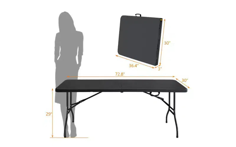 Table pliante 180 cm, table en plastique portable très résistante avec poignée