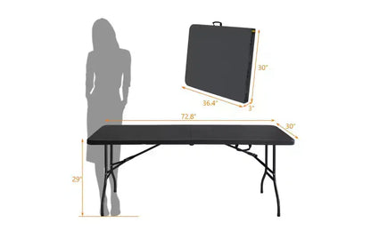 Table pliante 180 cm, table en plastique portable très résistante avec poignée