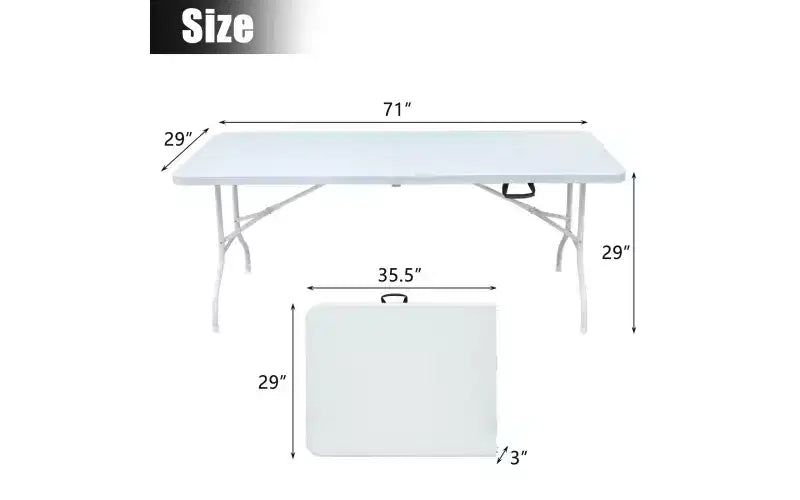 Table pliante 180 cm, table en plastique portable très résistante avec poignée