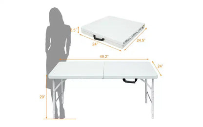 Table pliante de 1,20 m, table en plastique robuste et portable avec poignée,