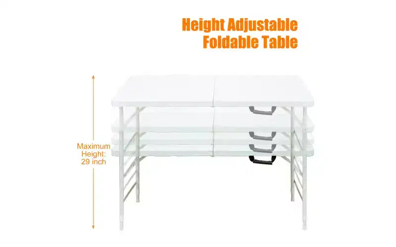 Table pliante de 1,20 m, table en plastique robuste et portable avec poignée,