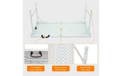 Table pliante de 1,20 m, table en plastique robuste et portable avec poignée,