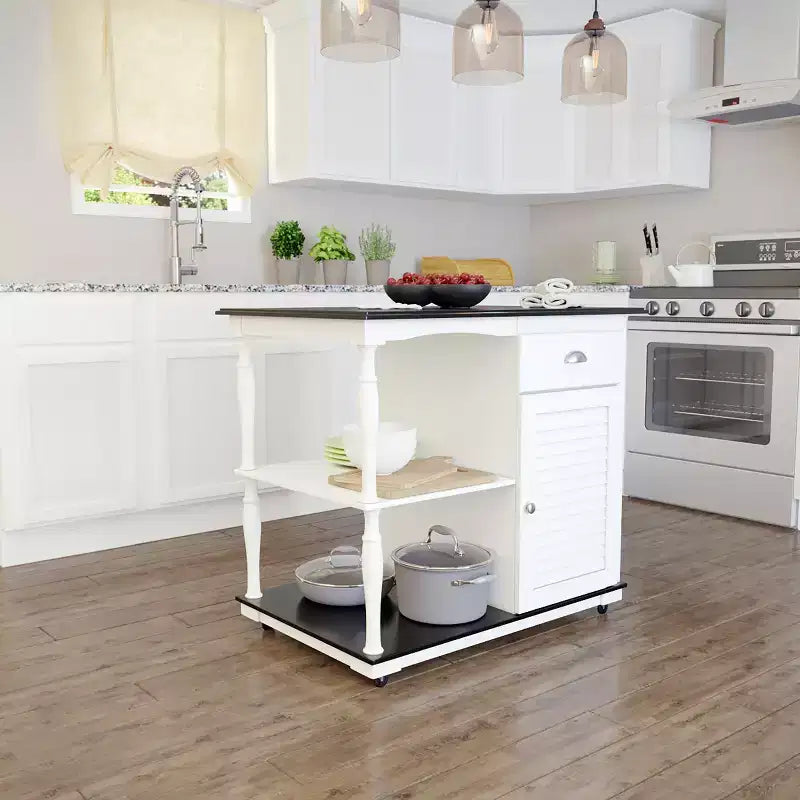 Muxlow Rolling Kitchen Island with Storage - White - SEI