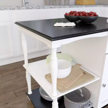Muxlow Rolling Kitchen Island with Storage - White - SEI