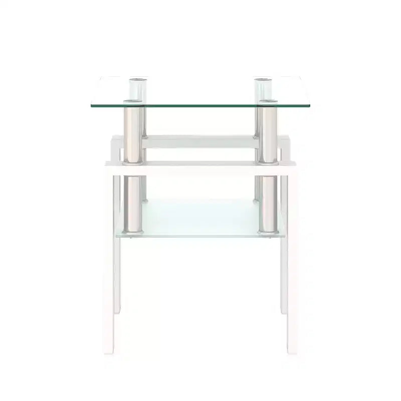 1-Piece Modern Tempered Glass Tea Table Coffee Table End Table, Square Table for Living Room, Transparent/Black