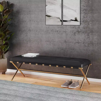 Clairvoix Upholstered Entryway Bench - Black - SEI