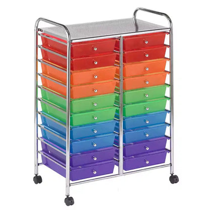 ECR4Kids 20-Drawer Everyday Mobile Storage Utility Cart, Craft Organizer
