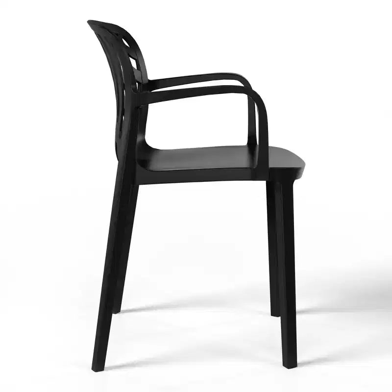 Ensemble de salle à manger d'extérieur WestinTrends Playa 5 pièces avec table carrée en résine et chaises de salle à manger de terrasse modernes empilables