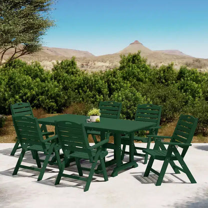 WestinTrends Malibu 7-Piece HDPE Rectangular Patio Dining Table Set with Foldable Chairs