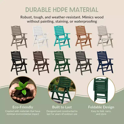 WestinTrends Malibu 7-Piece HDPE Rectangular Patio Dining Table Set with Foldable Chairs
