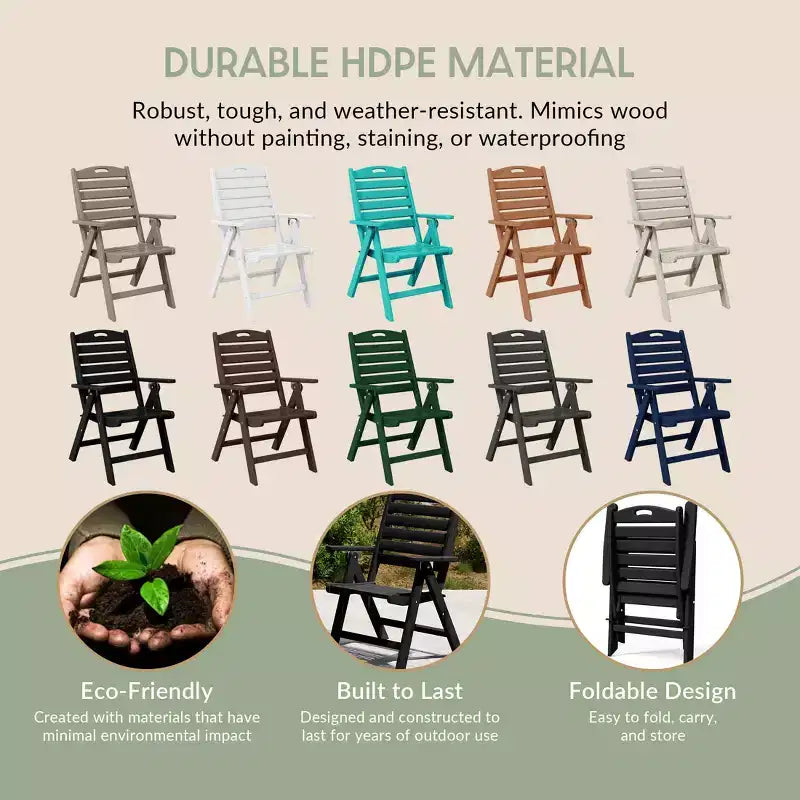 WestinTrends Malibu 7-Piece HDPE Rectangular Patio Dining Table Set with Foldable Chairs