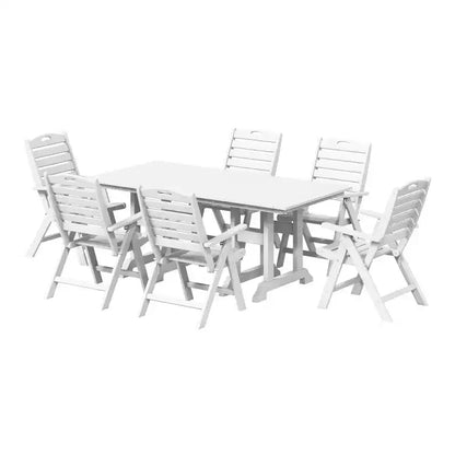 WestinTrends Malibu 7-Piece HDPE Rectangular Patio Dining Table Set with Foldable Chairs