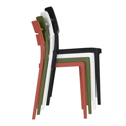 Ensemble de table à manger de terrasse WestinTrends Playa Modern 5 pièces en résine avec chaises de salle à manger de terrasse empilables, rouge