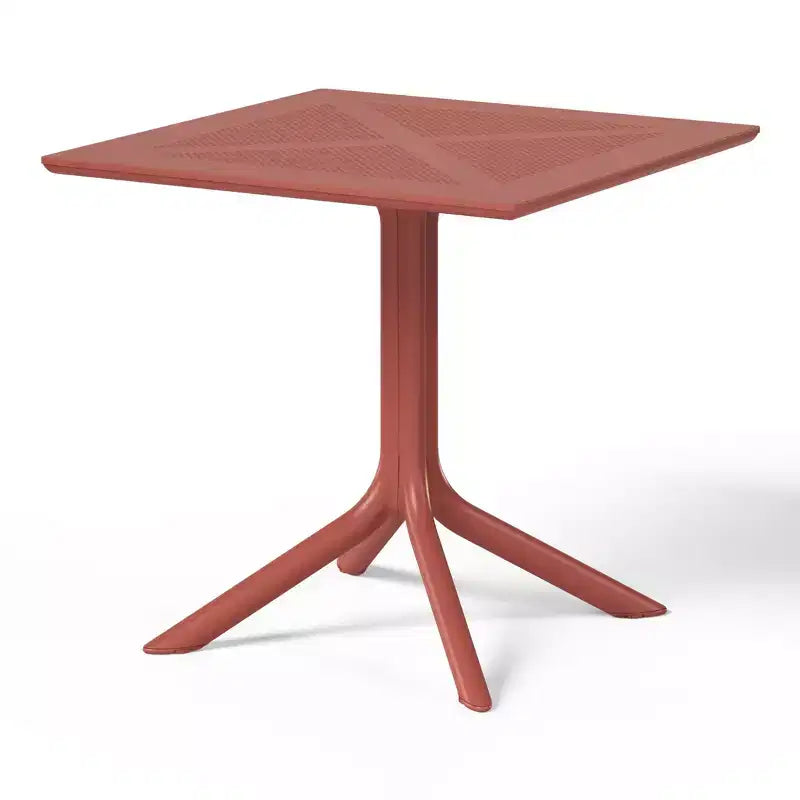 Ensemble de table à manger de terrasse WestinTrends Playa Modern 5 pièces en résine avec chaises de salle à manger de terrasse empilables, rouge