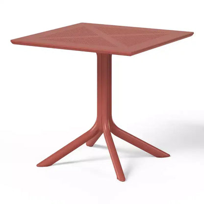 Ensemble de table à manger de terrasse WestinTrends Playa Modern 5 pièces en résine avec chaises de salle à manger de terrasse empilables, rouge