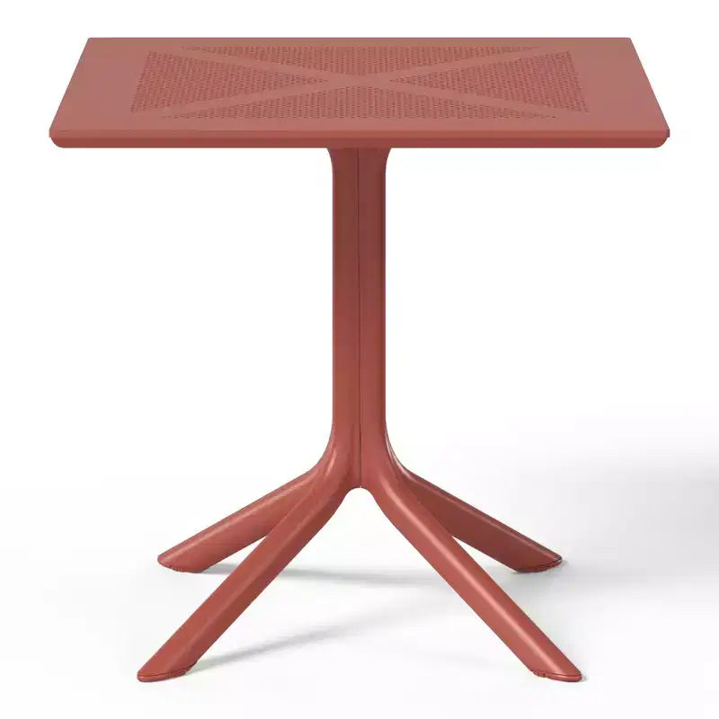 Ensemble de table à manger de terrasse WestinTrends Playa Modern 5 pièces en résine avec chaises de salle à manger de terrasse empilables, rouge