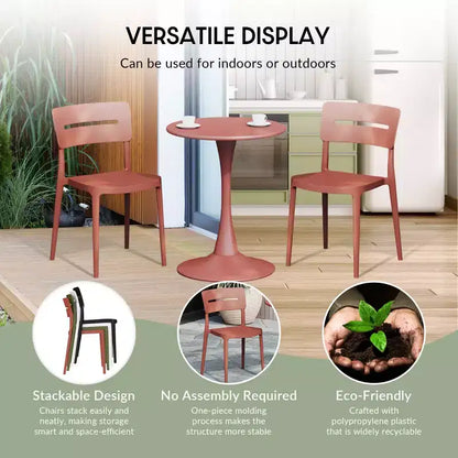 Ensemble de table à manger de terrasse WestinTrends Playa Modern 5 pièces en résine avec chaises de salle à manger de terrasse empilables, rouge