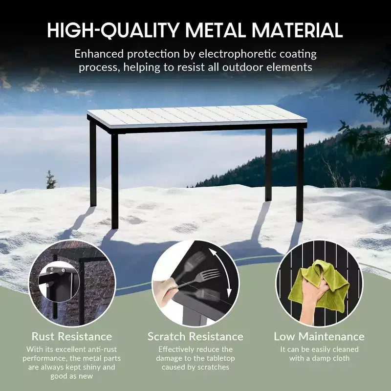 WestinTrends Playa 7-Piece Outdoor Rectangular Metal Patio Dining Table Set With Stackable Patio Dining Chairs